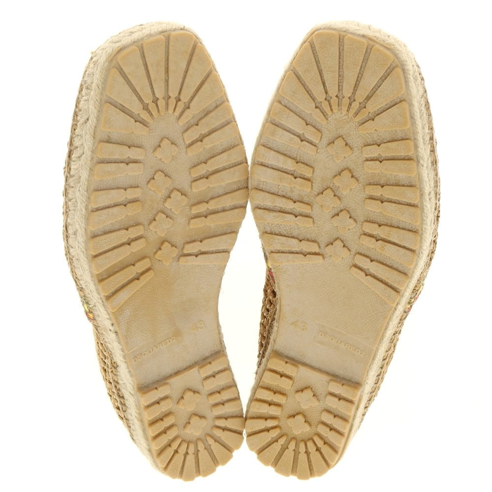 【新品】ディースクエアード DSQUARED2 ラフィア エスパドリーユ シューズ ブラウンベージュ【 43 】【 状態ランクN 】【 メンズ 】