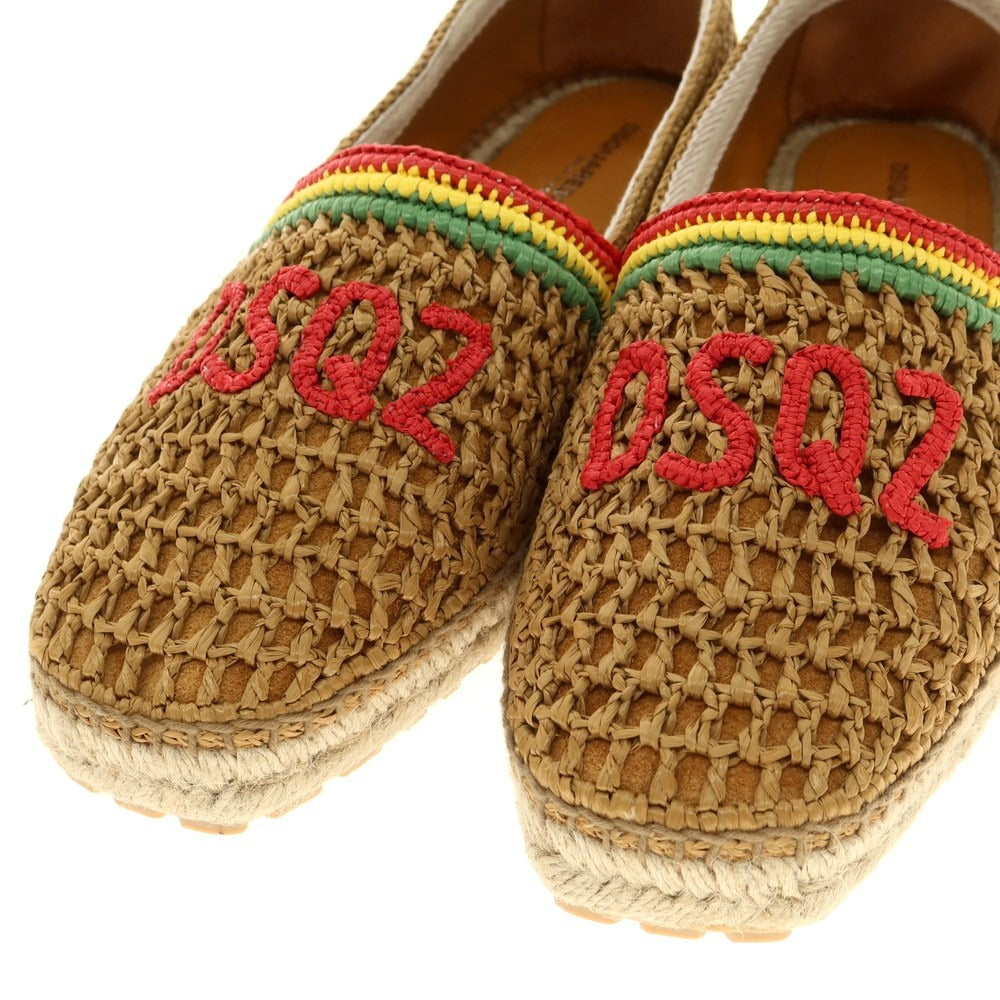 【新品】ディースクエアード DSQUARED2 ラフィア エスパドリーユ シューズ ブラウンベージュ【 43 】【 状態ランクN 】【 メンズ 】