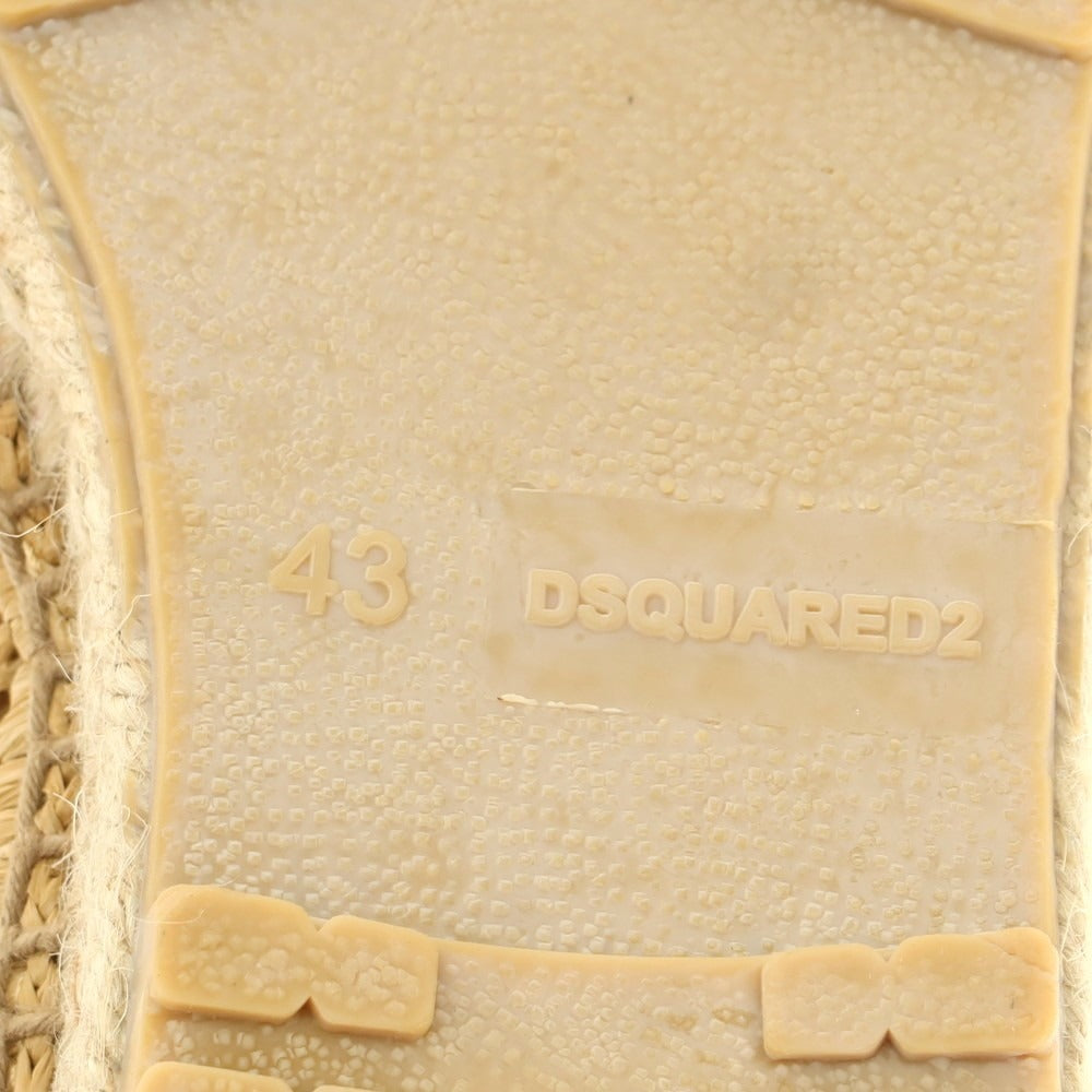 【新品】ディースクエアード DSQUARED2 ラフィア エスパドリーユ シューズ ブラウンベージュ【 43 】【 状態ランクN 】【 メンズ 】