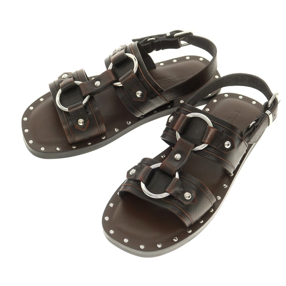 【新品】ディースクエアード DSQUARED2 レザー スタッズ サンダル ダークブラウン【 42 】【 状態ランクN 】【 メンズ 】