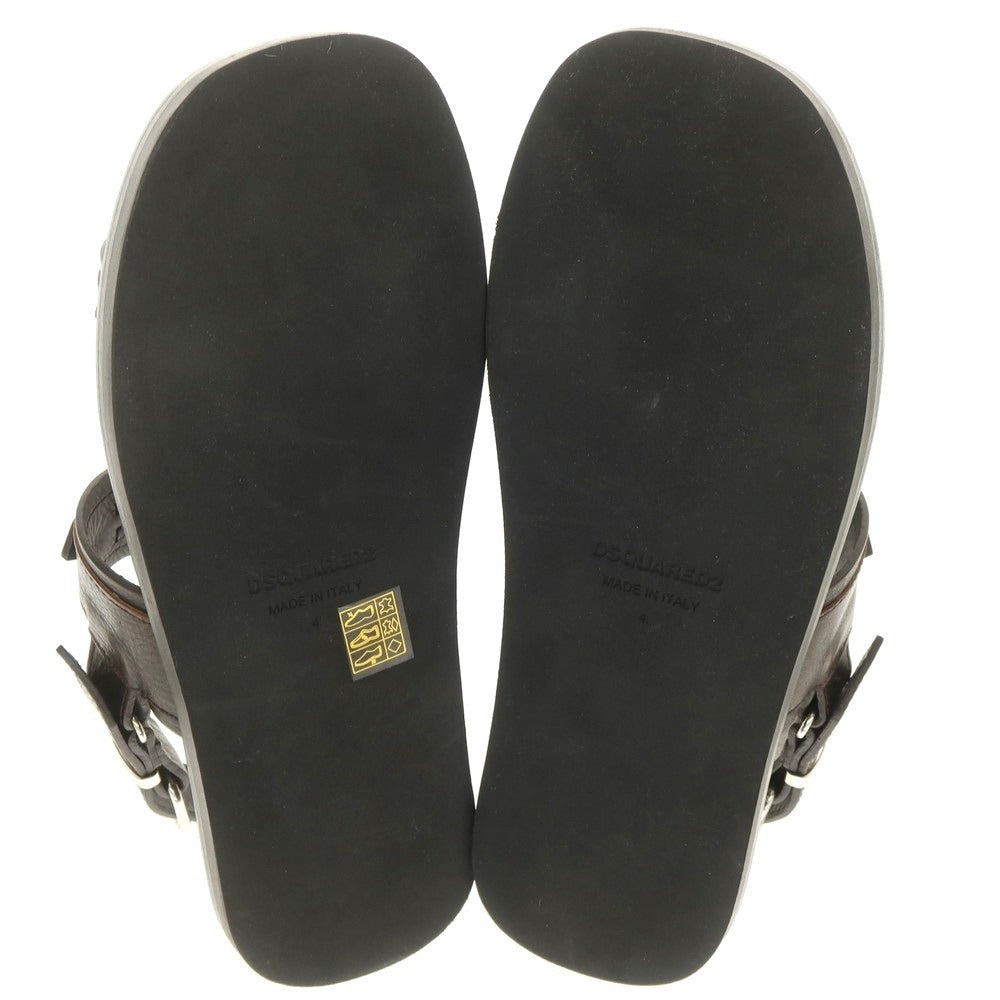 【新品】ディースクエアード DSQUARED2 レザー スタッズ サンダル ダークブラウン【 43 】【 状態ランクN 】【 メンズ 】