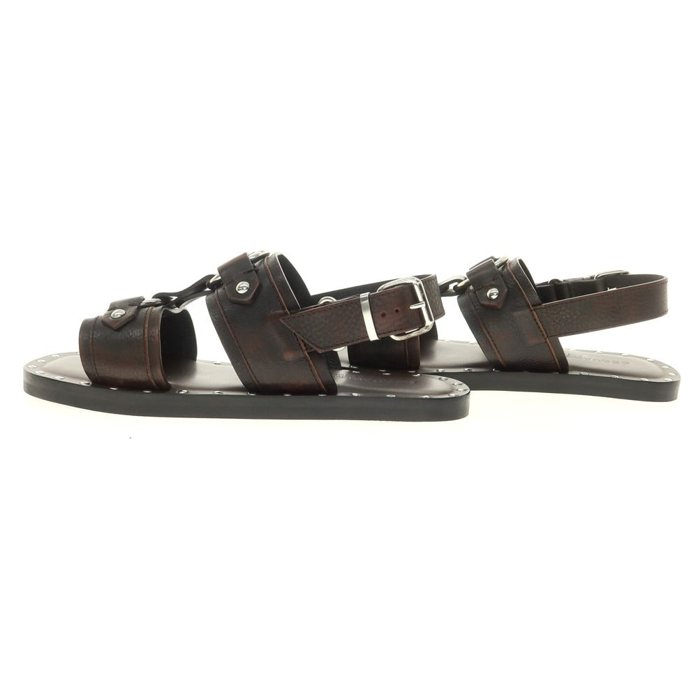 【新品】ディースクエアード DSQUARED2 レザー スタッズ サンダル ダークブラウン【 43 】【 状態ランクN 】【 メンズ 】