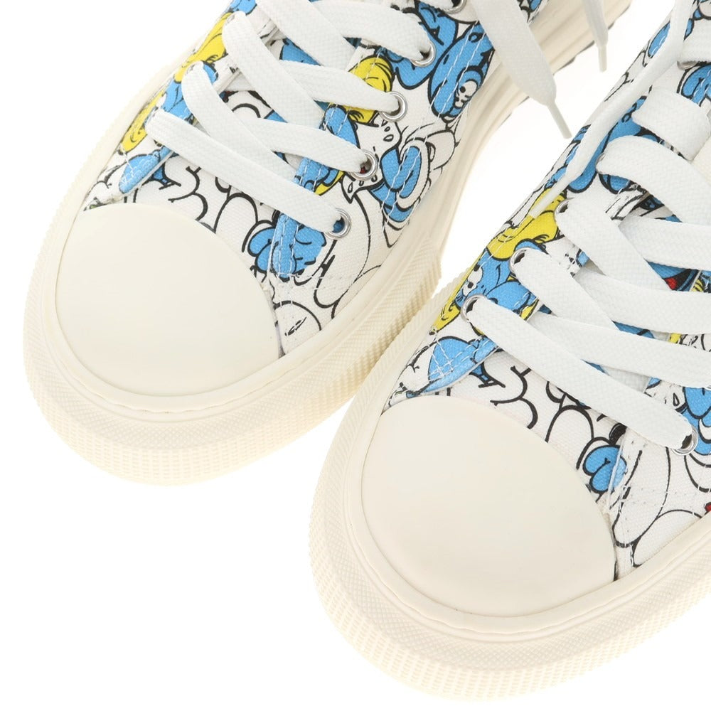 【新品】ディースクエアード DSQUARED2 ×SMURFS キャンバス スニーカー ホワイトxブルー【 43 】【 状態ランクN 】【 メンズ 】