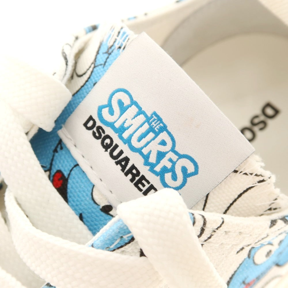 【新品】ディースクエアード DSQUARED2 ×SMURFS キャンバス スニーカー ホワイトxブルー【 43 】【 状態ランクN 】【 メンズ 】