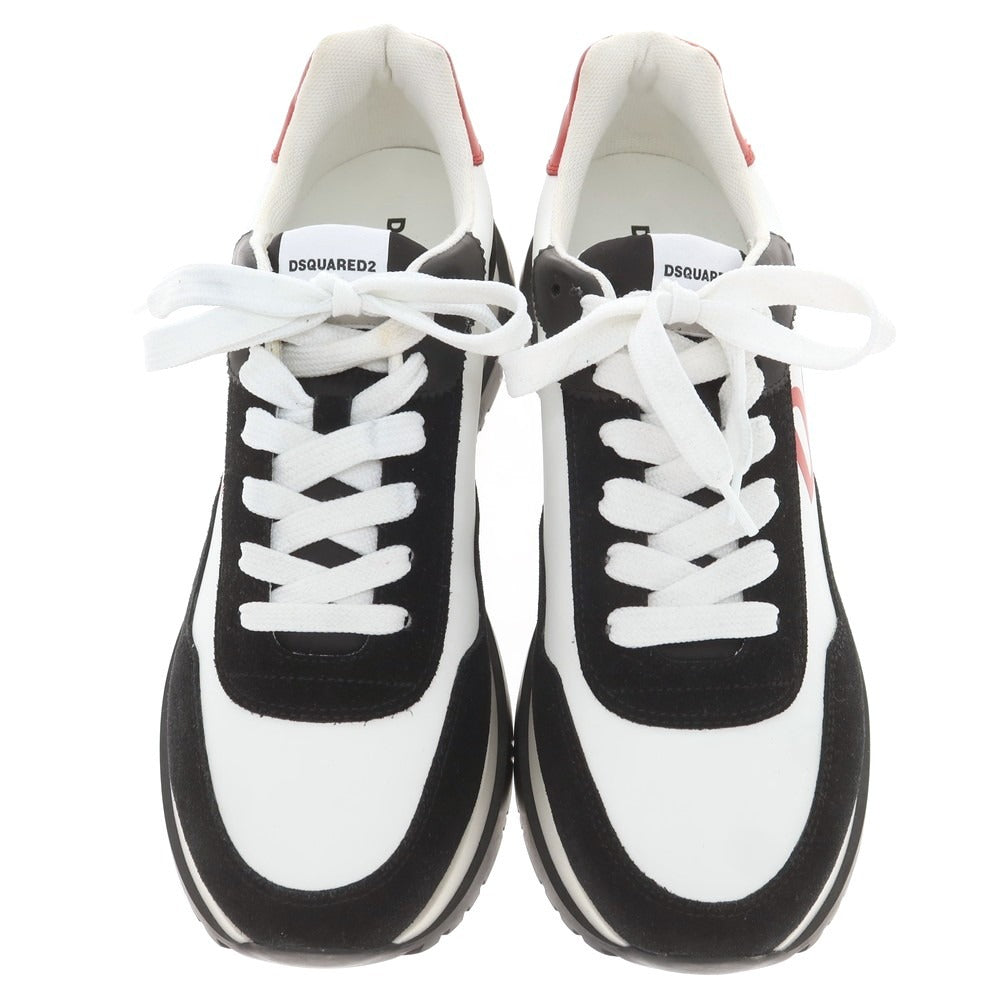 【新品アウトレット】ディースクエアード DSQUARED2 RUNNING スムースレザー スニーカー ホワイトxブラック【 43 】【 状態ランクN- 】【 メンズ 】