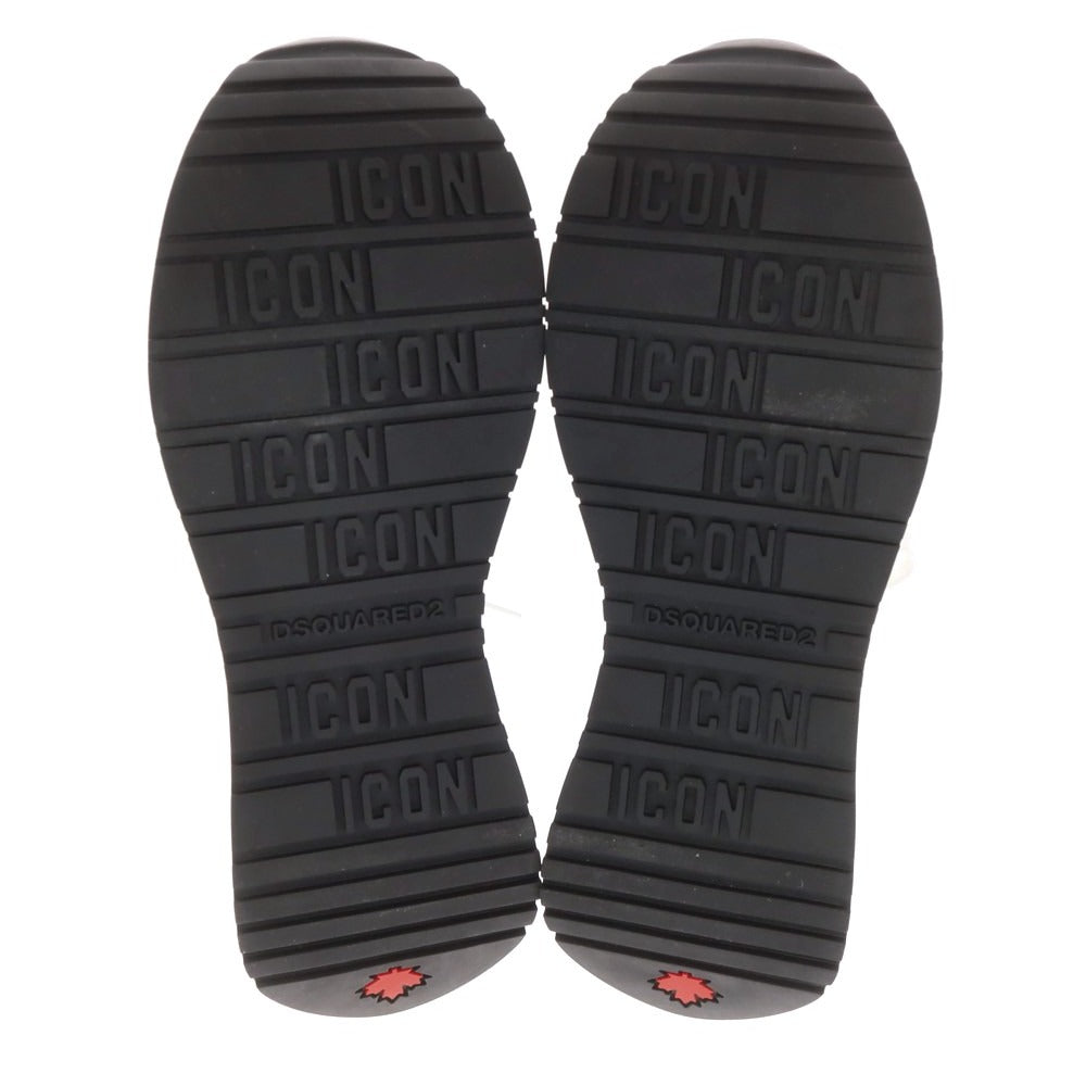 【新品アウトレット】ディースクエアード DSQUARED2 RUNNING スムースレザー スニーカー ホワイトxブラック【 43 】【 状態ランクN- 】【 メンズ 】