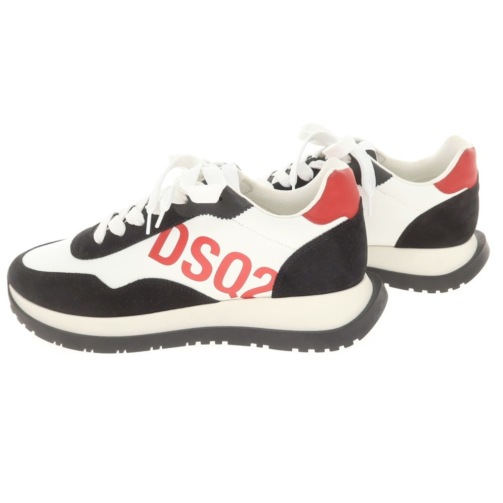 【新品アウトレット】ディースクエアード DSQUARED2 RUNNING スムースレザー スニーカー ホワイトxブラック【 43 】【 状態ランクN- 】【 メンズ 】