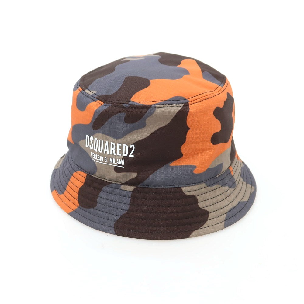 【新品】ディースクエアード DSQUARED2 ナイロン カモフラ バケットハット グレーxオレンジ【 M 】【 状態ランクN 】【 メンズ 】