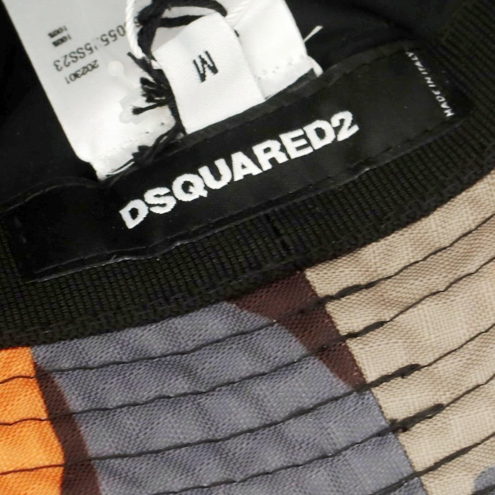 【新品】ディースクエアード DSQUARED2 ナイロン カモフラ バケットハット グレーxオレンジ【 M 】【 状態ランクN 】【 メンズ 】