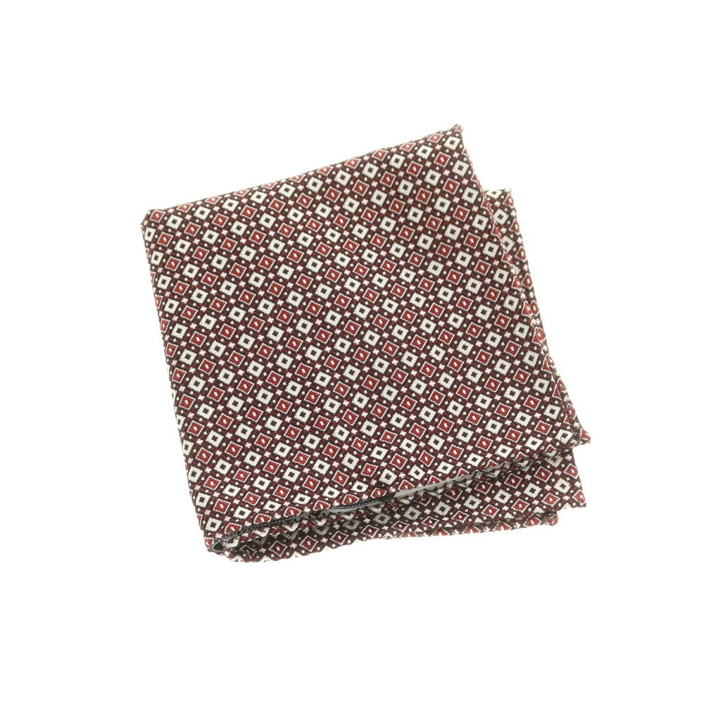 【新品】ディースクエアード DSQUARED2 ジャカードシルク ポケットチーフ ダークレッドxホワイト【 状態ランクN 】【 メンズ 】
