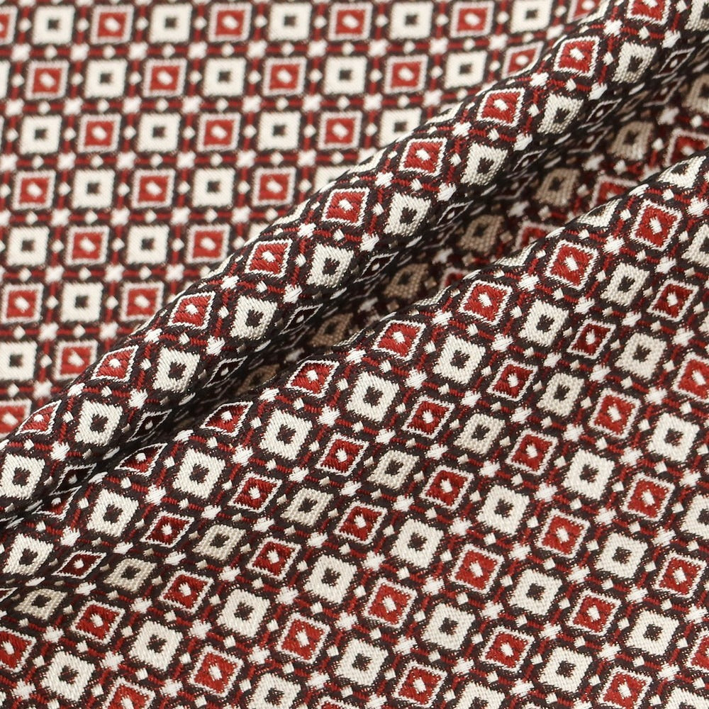 【新品】ディースクエアード DSQUARED2 ジャカードシルク ポケットチーフ ダークレッドxホワイト【 状態ランクN 】【 メンズ 】
