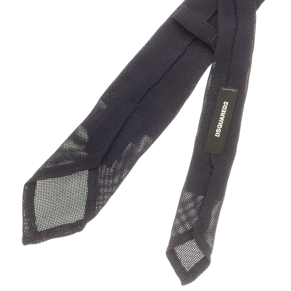 【新品】ディースクエアード DSQUARED2 シルクフレスコ 無地ネクタイ ダークネイビー【 状態ランクN 】【 メンズ 】