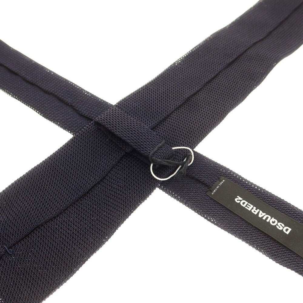 【新品】ディースクエアード DSQUARED2 シルクフレスコ 無地ネクタイ ダークネイビー【 状態ランクN 】【 メンズ 】