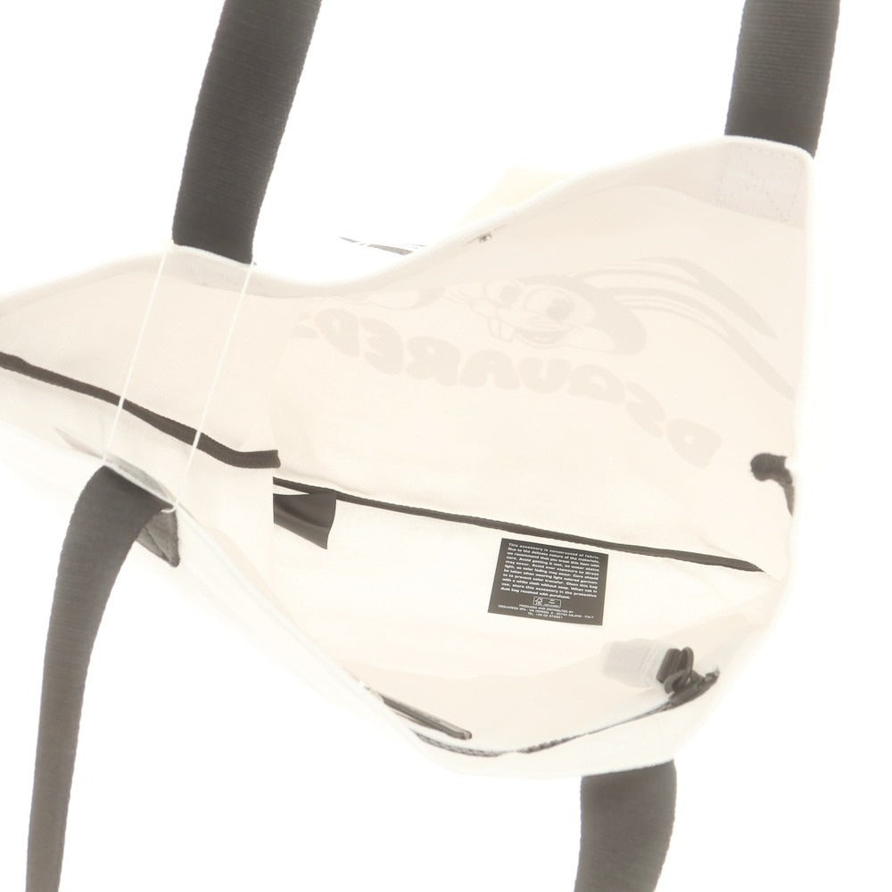 【新品アウトレット】ディースクエアード DSQUARED2 キャンバス トートバッグ ホワイトxブラック【 状態ランクN- 】【 メンズ 】