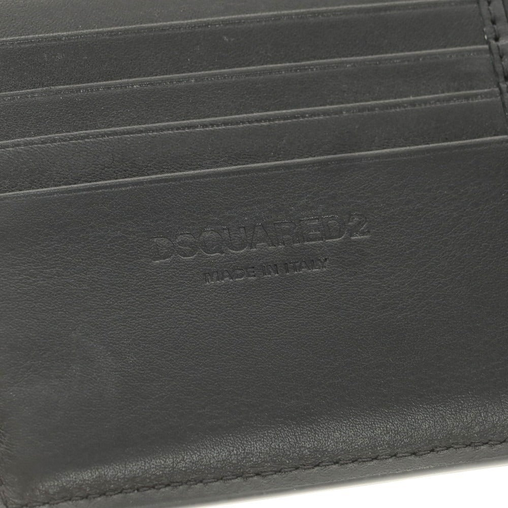 【新品アウトレット】ディースクエアード DSQUARED2 レザー 二つ折り財布 ブラック【 状態ランクN- 】【 メンズ 】
