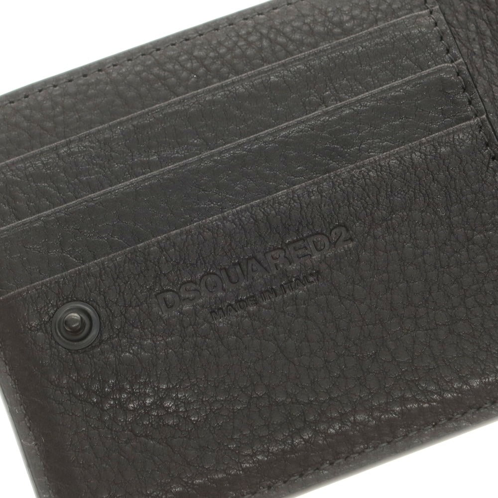 【新品アウトレット】ディースクエアード DSQUARED2 ICON レザー ストラップ 二つ折り財布 ブラック【 状態ランクN- 】【 メンズ 】
