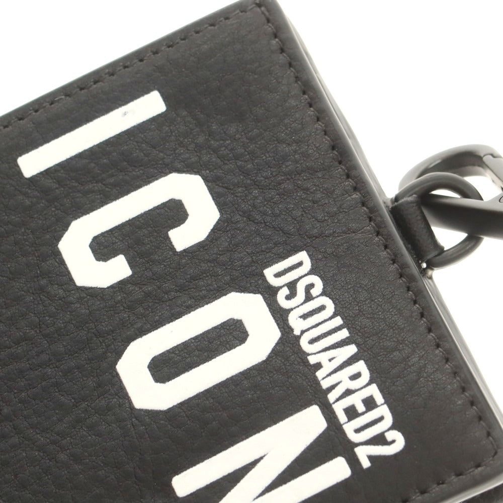 【新品アウトレット】ディースクエアード DSQUARED2 ICON レザー ストラップ 二つ折り財布 ブラック【 状態ランクN- 】【 メンズ 】