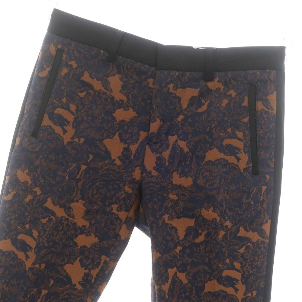 【新品】イロコイ Iroquois コットンポリエステル フラワー柄 カジュアルスラックスパンツ ネイビーxブラウン【 表記なし(S位) 】【 状態ランクN 】【 メンズ 】