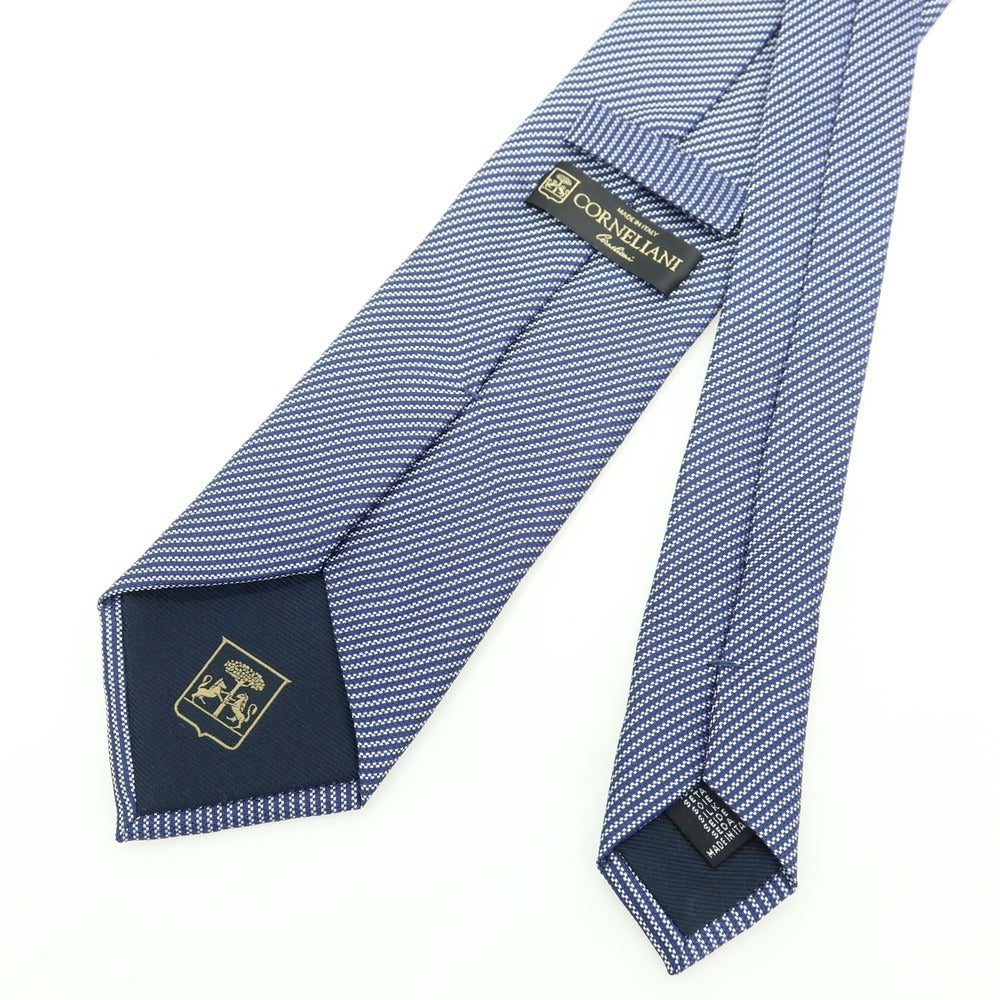 【中古】コルネリアーニ CORNELIANI シルク ストライプ柄ネクタイ ネイビーxホワイト【 状態ランクB 】【 メンズ 】