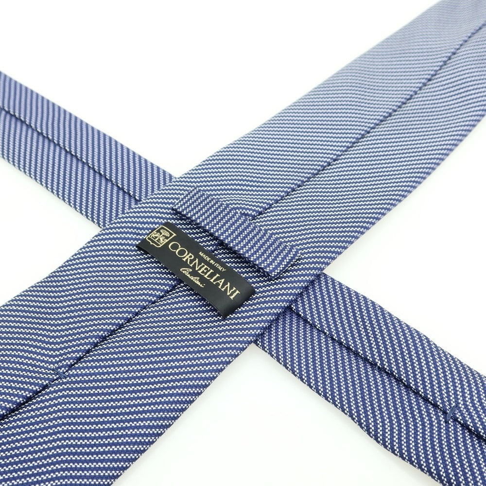 【中古】コルネリアーニ CORNELIANI シルク ストライプ柄ネクタイ ネイビーxホワイト【 状態ランクB 】【 メンズ 】