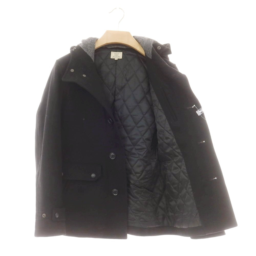 【中古】グリーンレーベルリラクシング green label relaxing ウールナイロン 中綿 フーデッドコート ブラック【 S 】【 状態ランクC 】【 メンズ 】