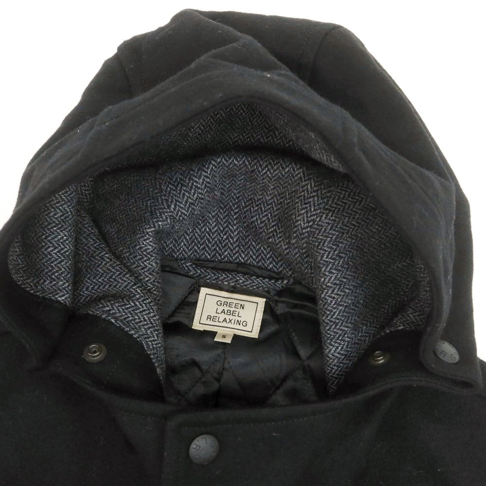 【中古】グリーンレーベルリラクシング green label relaxing ウールナイロン 中綿 フーデッドコート ブラック【 S 】【 状態ランクC 】【 メンズ 】