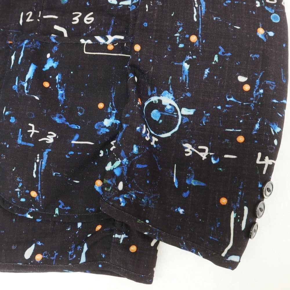 【中古】ジュンヤワタナベ コムデギャルソン JUNYA WATANABE COMME des GARCONS 2021年春夏 ウール プリント ジャケット ブラックxブルー【 XS 】【 状態ランクB 】【 メンズ 】