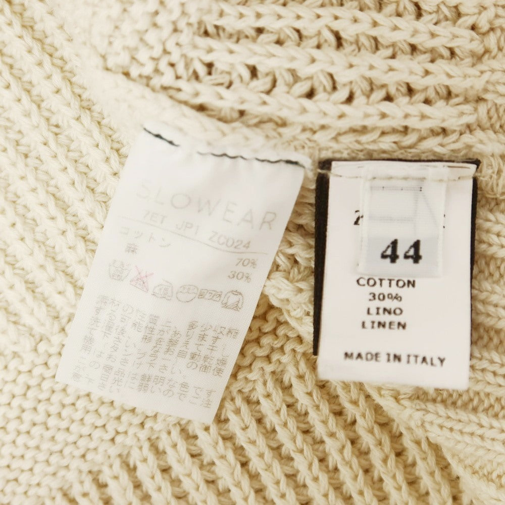 【中古】ザノーネ ZANONE ミドルゲージ コットンリネン ショールカラー プルオーバーニット ライトベージュ【 44 】【 状態ランクD 】【 メンズ 】