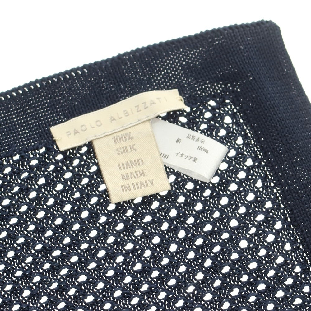 【中古】パオロ アルビザッティ PAOLO ALBIZZATI シルクニット ポケットチーフ ネイビー【 状態ランクB 】【 メンズ 】