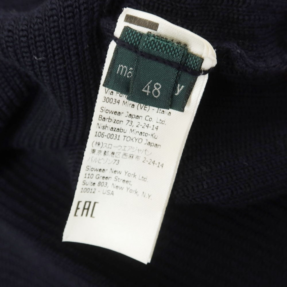 【中古】ザノーネ ZANONE ハイゲージ コットン スキッパー 半袖 ポロニット ネイビーxレッド【 48 】【 状態ランクB 】【 メンズ 】