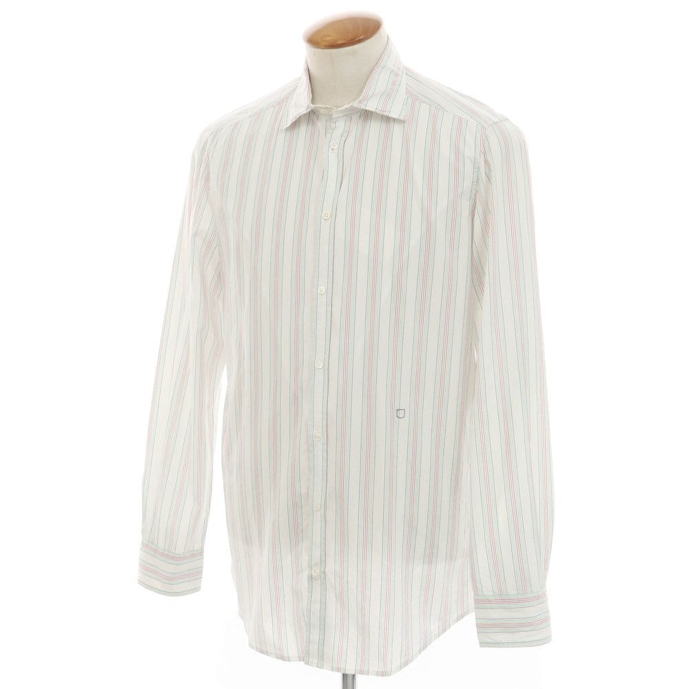 【中古】マッシモアルバ massimo alba コットン カジュアルシャツ ホワイトxライトグリーン【 M 】【 状態ランクB 】【 メンズ 】