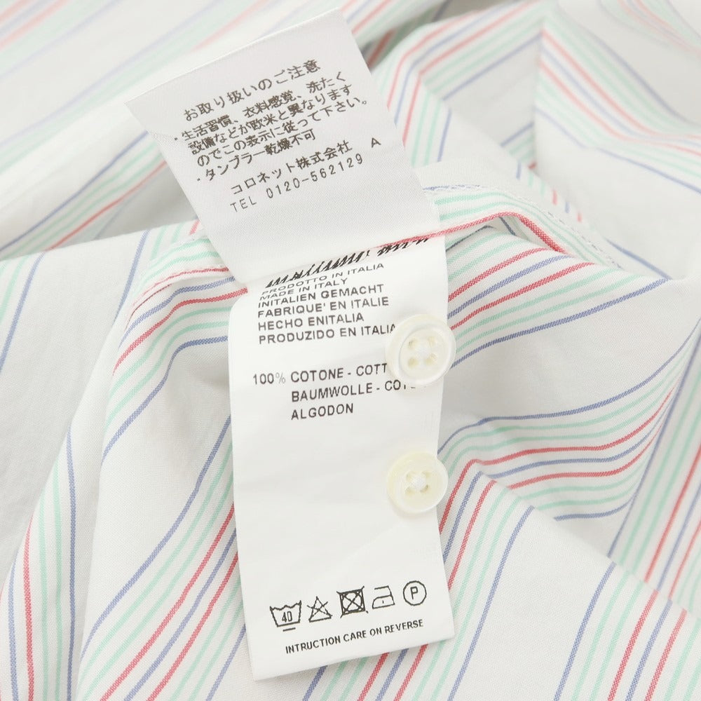 【中古】マッシモアルバ massimo alba コットン カジュアルシャツ ホワイトxライトグリーン【 M 】【 状態ランクB 】【 メンズ 】