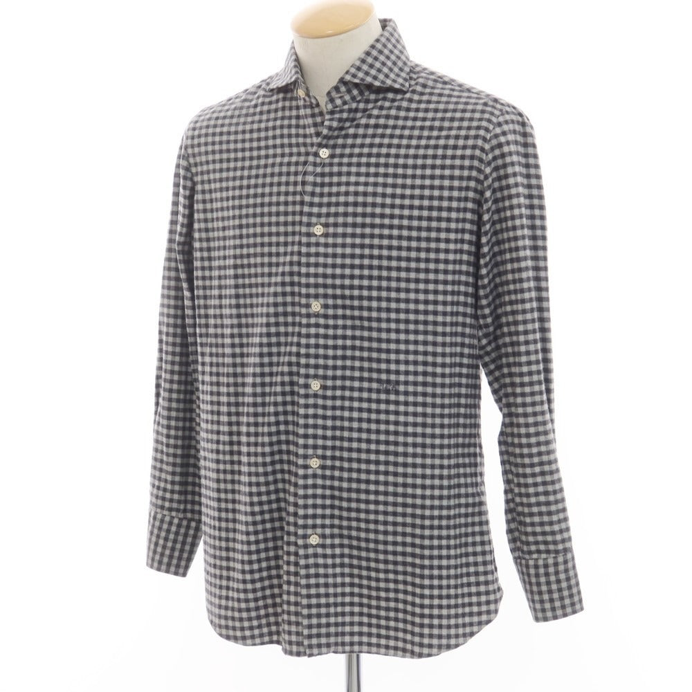 【中古】ルカ アヴィタービレ LUCA AVITAVIRE チェック コットン ホリゾンタルカラー カジュアルシャツ チャコールグレーxライトグレー【 表記なし(S位) 】【 状態ランクB 】【 メンズ 】