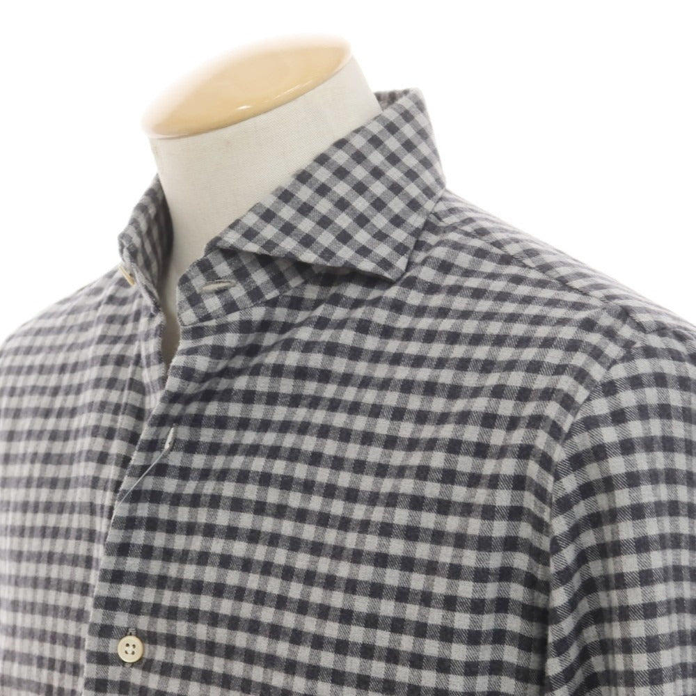 【中古】ルカ アヴィタービレ LUCA AVITAVIRE チェック コットン ホリゾンタルカラー カジュアルシャツ チャコールグレーxライトグレー【 表記なし(S位) 】【 状態ランクB 】【 メンズ 】