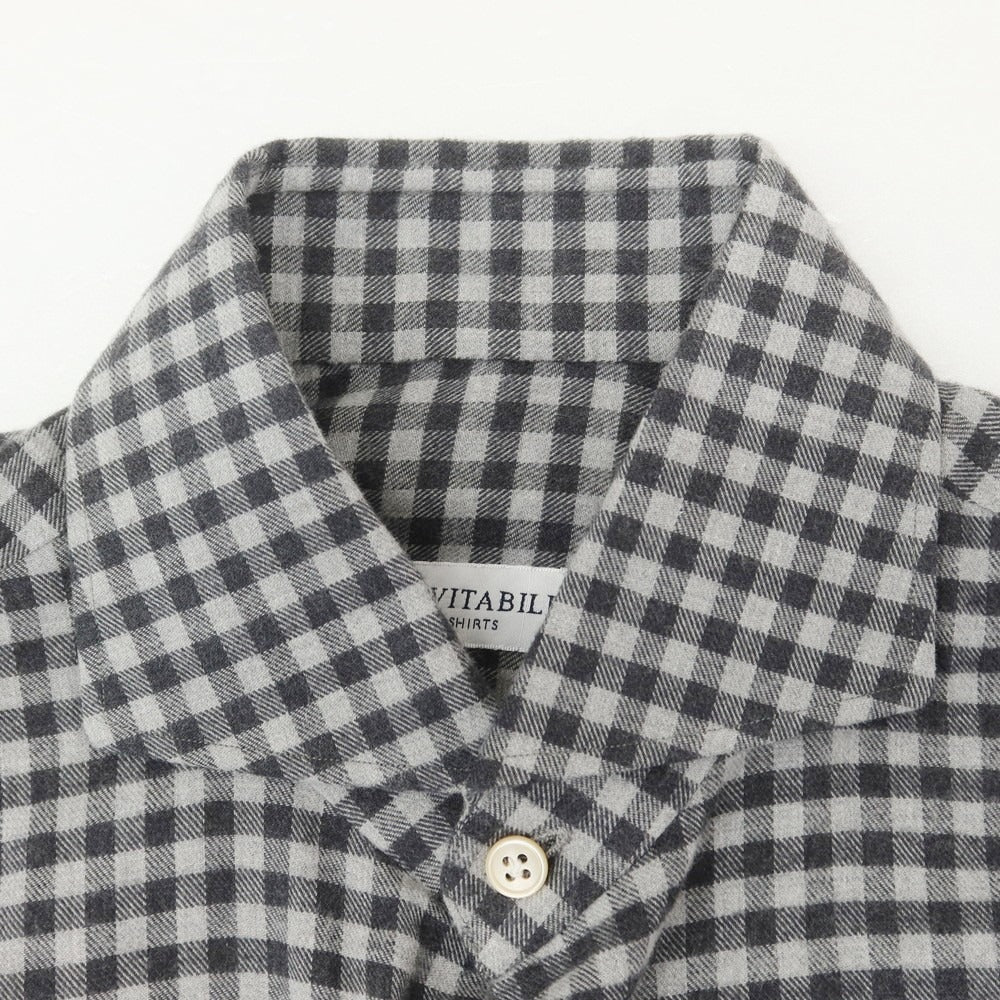 【中古】ルカ アヴィタービレ LUCA AVITAVIRE チェック コットン ホリゾンタルカラー カジュアルシャツ チャコールグレーxライトグレー【 表記なし(S位) 】【 状態ランクB 】【 メンズ 】