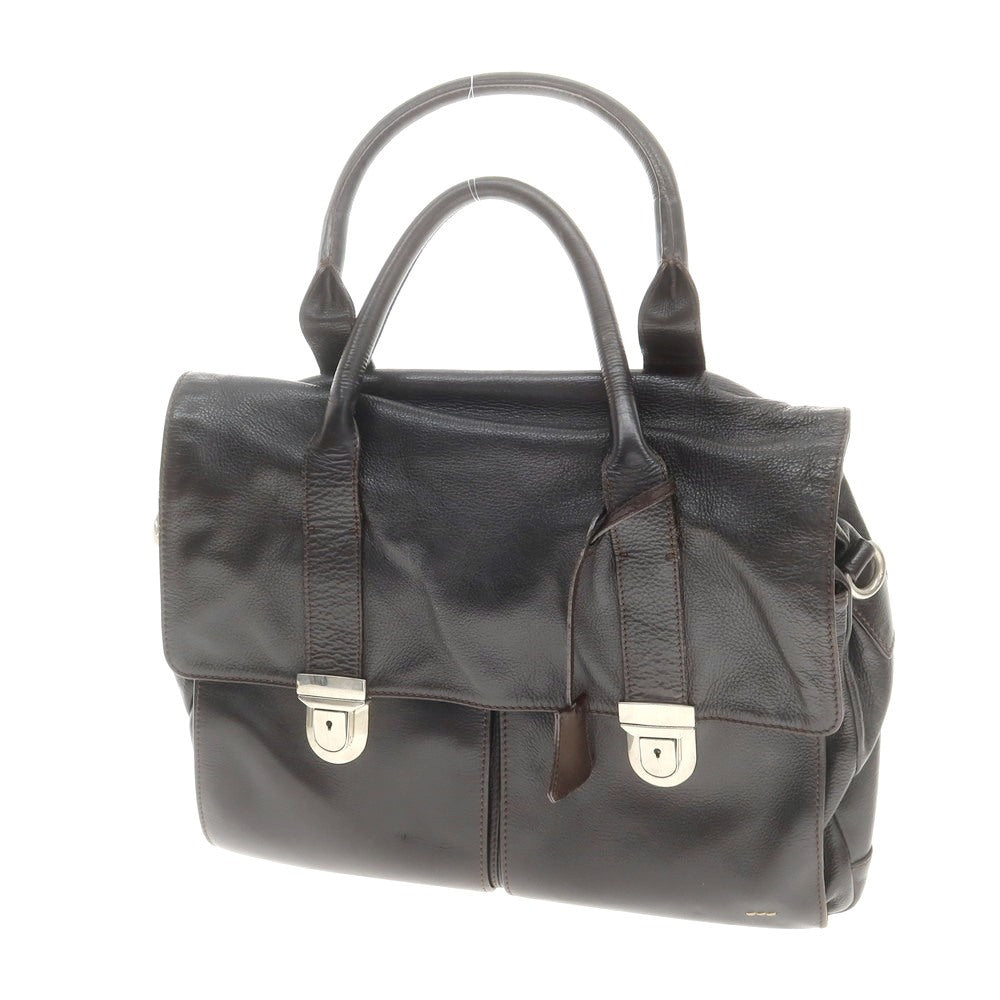 【中古】ザネラート ZANELLATO シュリンクレザー ブリーフケース ダークブラウン【 状態ランクD 】【 メンズ 】