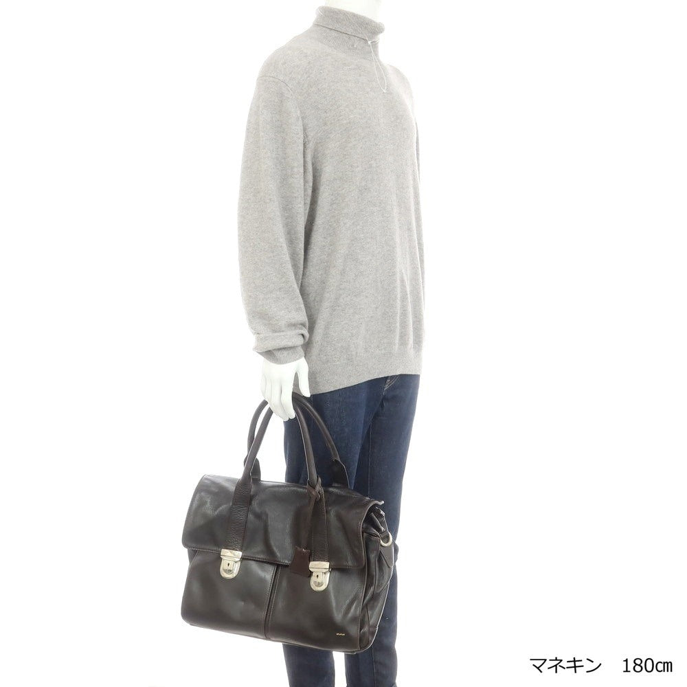 【中古】ザネラート ZANELLATO シュリンクレザー ブリーフケース ダークブラウン【 状態ランクD 】【 メンズ 】