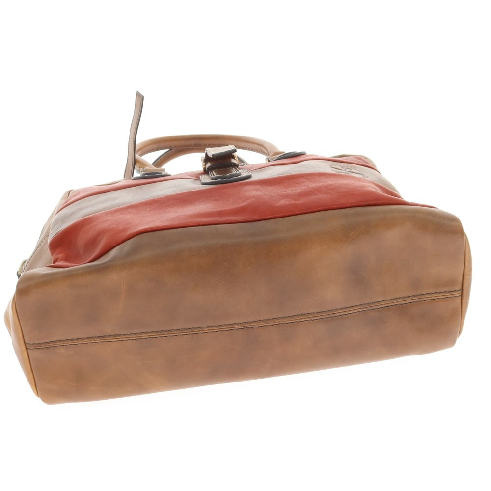 【中古】ガレッティ Galletti レザー ブリーフケース ブラウンxレッド【 状態ランクC 】【 メンズ 】