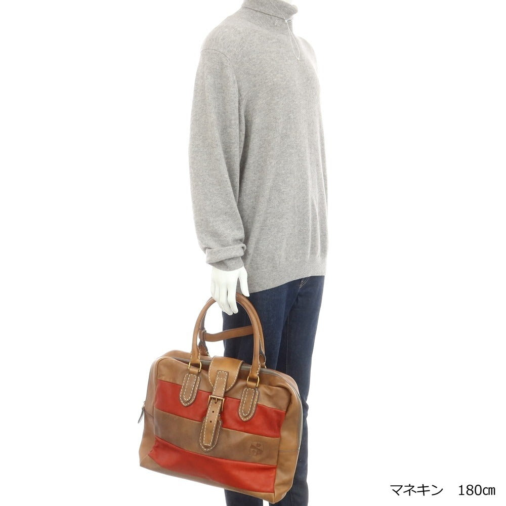 【中古】ガレッティ Galletti レザー ブリーフケース ブラウンxレッド【 状態ランクC 】【 メンズ 】