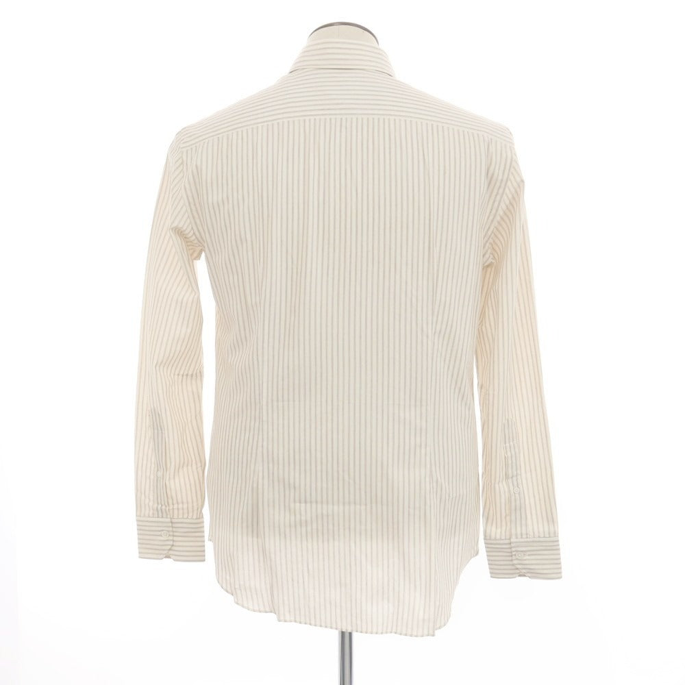 【新品】サルヴァトーレピッコロ Salvatore Piccolo ストライプ コットン セミワイドカラー ドレスシャツ オフホワイトxベージュ【 41 】【 状態ランクN 】【 メンズ 】