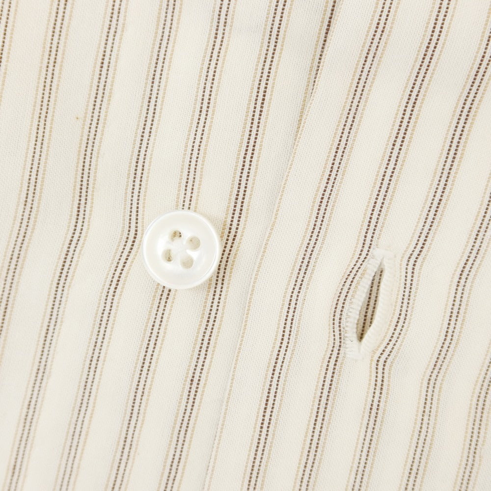 【新品】サルヴァトーレピッコロ Salvatore Piccolo ストライプ コットン セミワイドカラー ドレスシャツ オフホワイトxベージュ【 42 】【 状態ランクN 】【 メンズ 】