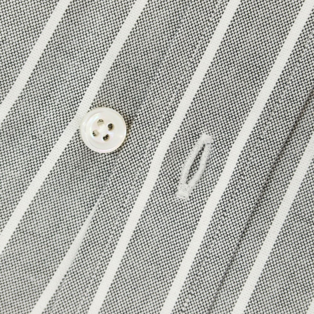 【新品】サルヴァトーレピッコロ Salvatore Piccolo ストライプ コットン ボタンダウン カジュアルシャツ グレーxホワイト【 42 】【 状態ランクN 】【 メンズ 】