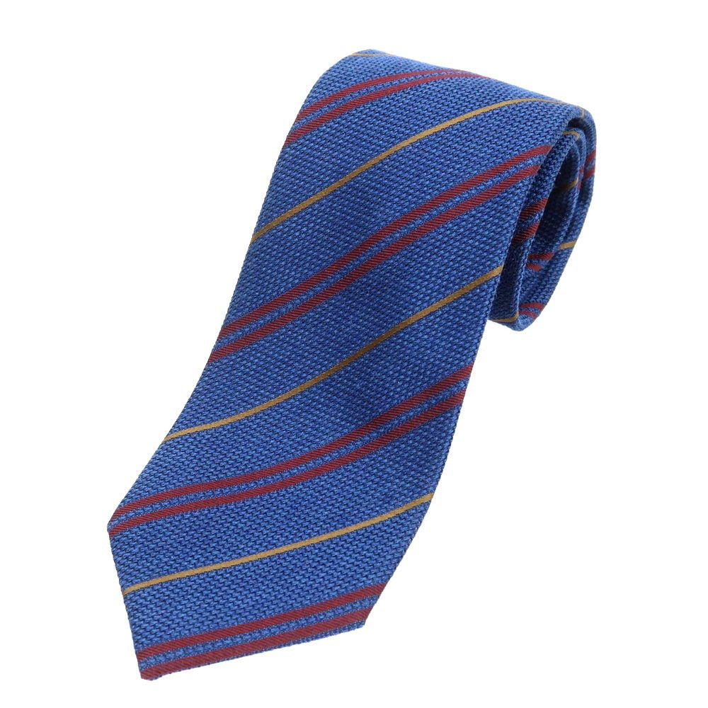 【新品】ステファノ ビジ stefano bigi シルクウール ストライプ柄ネクタイ ネイビーxボルドー【 状態ランクN 】【 メンズ 】