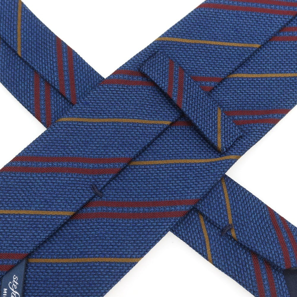 【新品】ステファノ ビジ stefano bigi シルクウール ストライプ柄ネクタイ ネイビーxボルドー【 状態ランクN 】【 メンズ 】