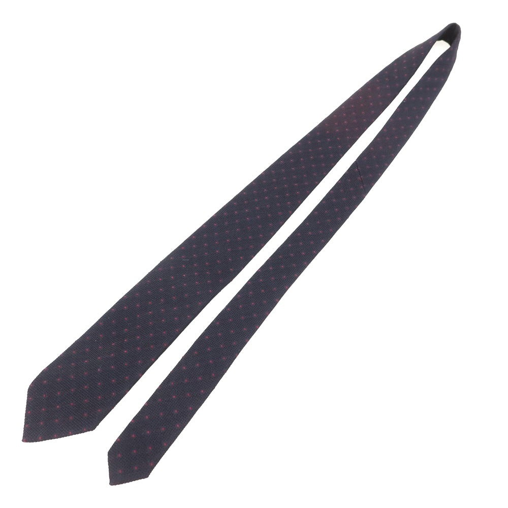 【新品】ステファノ ビジ stefano bigi シルクカシミヤ ドット柄ネクタイ ブラックネイビーxワイン【 状態ランクN 】【 メンズ 】