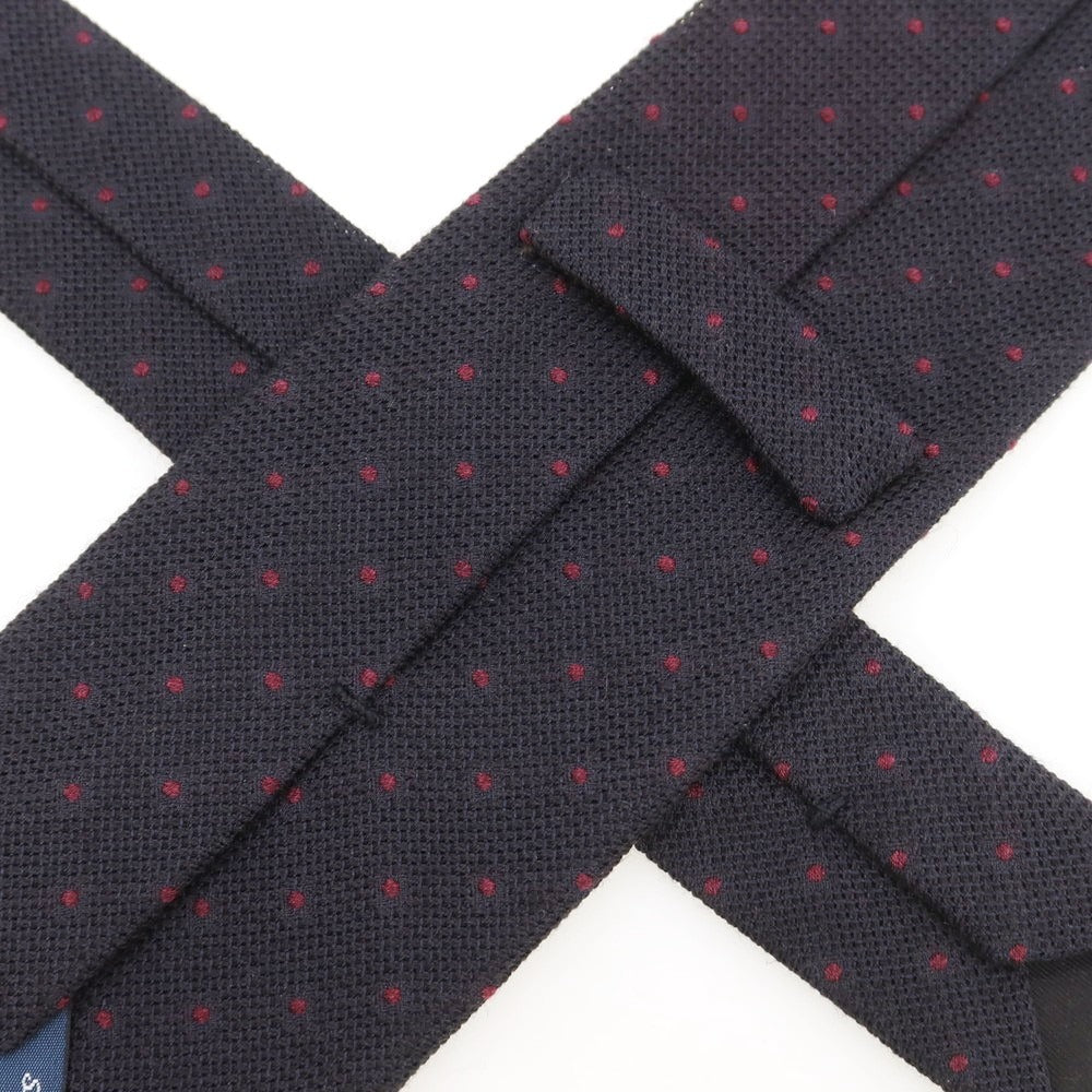 【新品】ステファノ ビジ stefano bigi シルクカシミヤ ドット柄ネクタイ ブラックネイビーxワイン【 状態ランクN 】【 メンズ 】