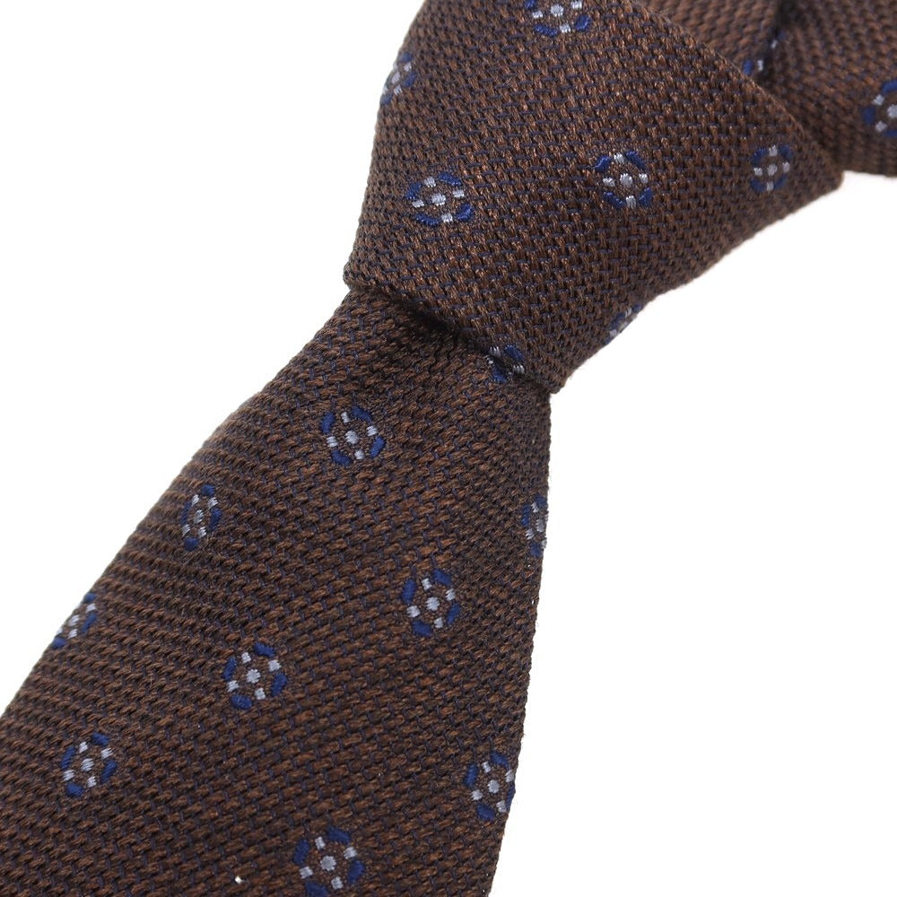 【新品】ステファノ ビジ stefano bigi シルクウール 小紋柄ネクタイ ブラウンxネイビー【 状態ランクN 】【 メンズ 】
