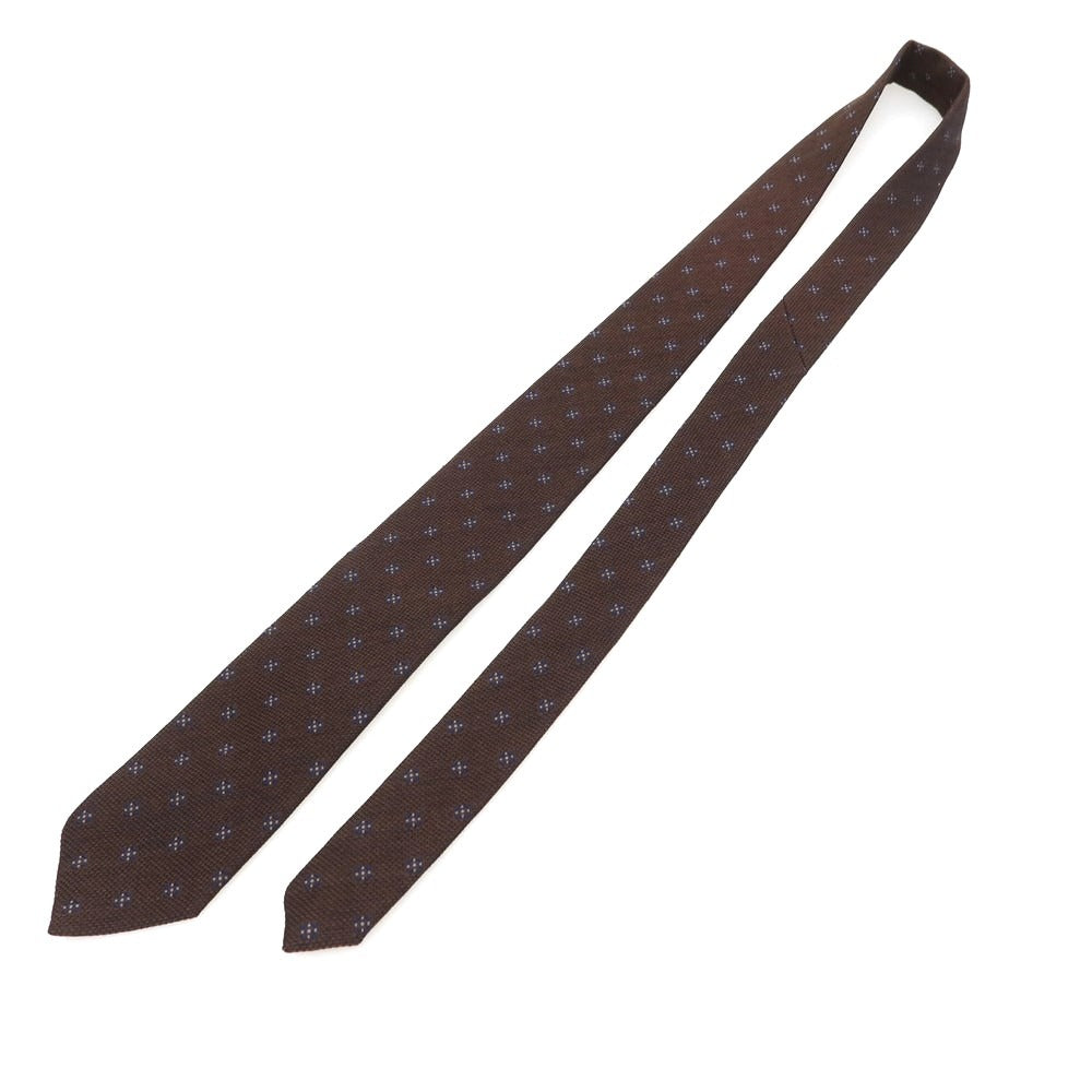 【新品】ステファノ ビジ stefano bigi シルクウール 小紋柄ネクタイ ブラウンxネイビー【 状態ランクN 】【 メンズ 】
