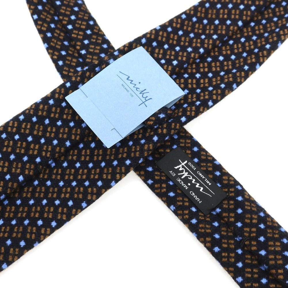 【新品】ニッキー nicky カシミヤ 総柄 ネクタイ ブラックxブラウン【 状態ランクN 】【 メンズ 】