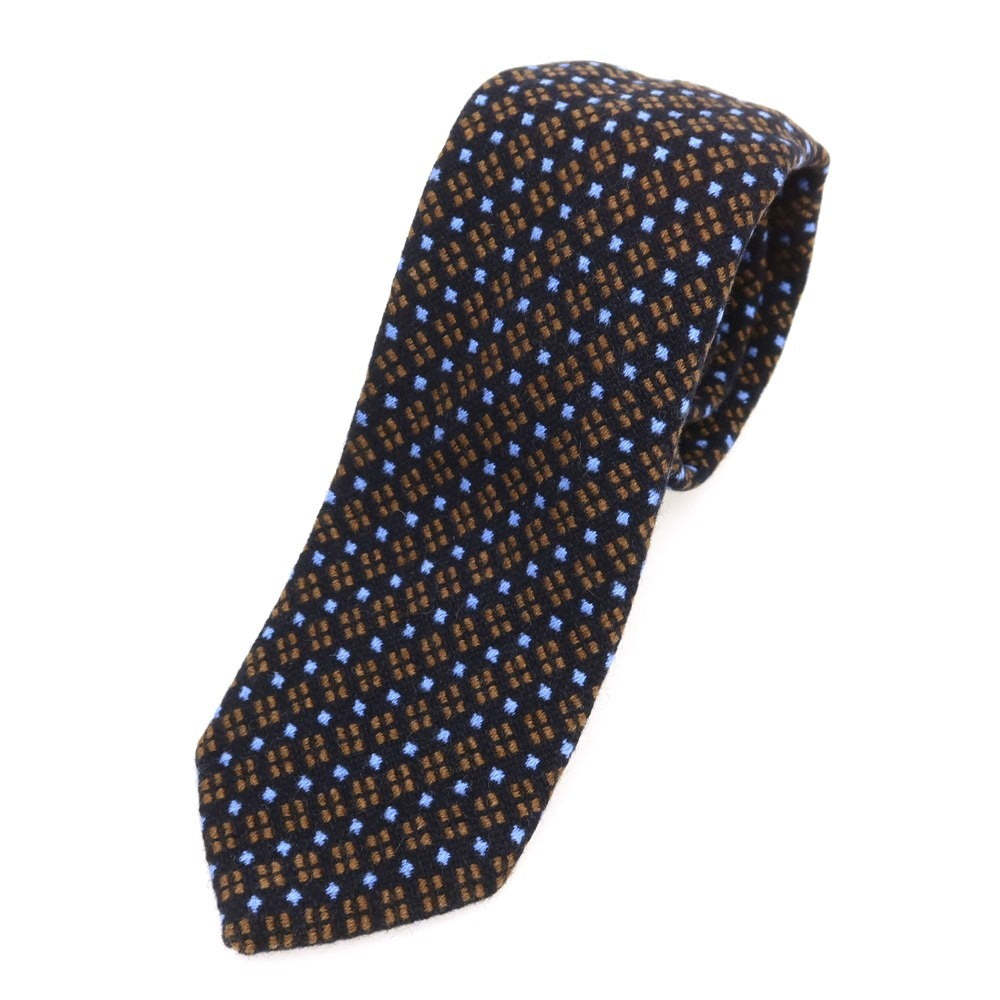 【新品】ニッキー nicky カシミヤ 総柄 ネクタイ ブラックxブラウン【 状態ランクN 】【 メンズ 】